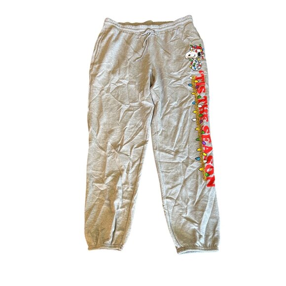 Peanuts Snoopy "Tis The Season" Light Gray Jogger Sweatpants XL - Picture 1 of 3